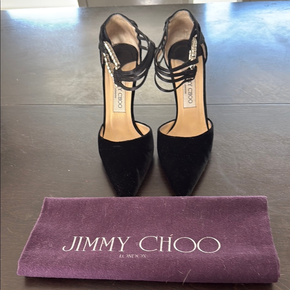 Jimmy Choo Black Velvet Women's Heels